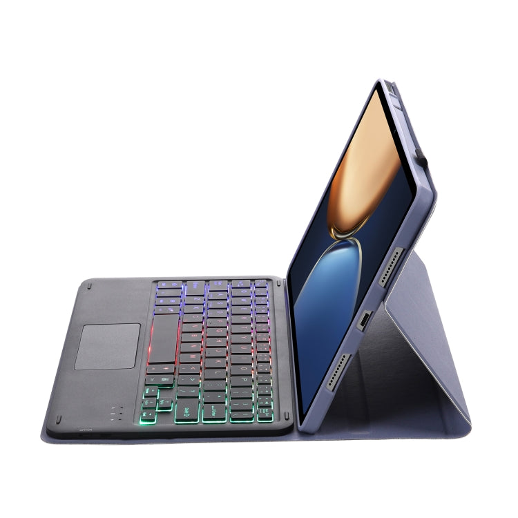 AHV7-AS Lambskin Texture Tri-color Backlight Bluetooth Keyboard Leather Tablet Case with Touchpad For Honor Pad V8 / Tablet V7 Pro(Purple) - Huawei Keyboard by buy2fix | Online Shopping UK | buy2fix