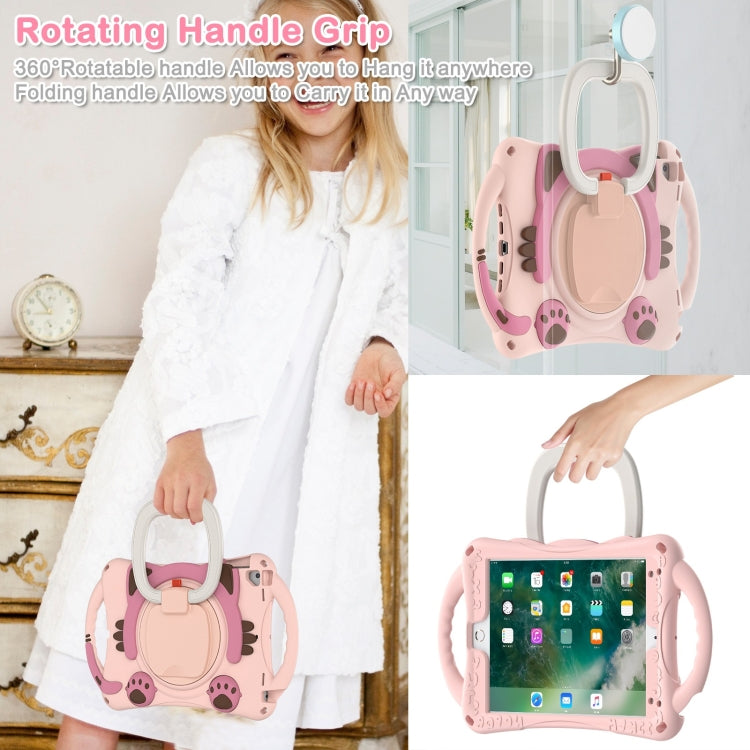 Cute Cat King Kids Shockproof Silicone Tablet Case with Holder & Shoulder Strap & Handle For iPad 9.7 2018 / 2017 / Air / Air 2 / Pro 9.7(Pink) - iPad 9.7 (2018) & (2017) Cases by buy2fix | Online Shopping UK | buy2fix