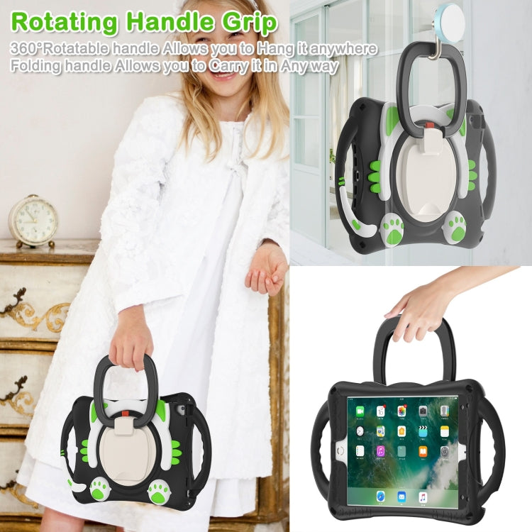 Cute Cat King Kids Shockproof Silicone Tablet Case with Holder & Shoulder Strap & Handle For iPad 9.7 2018 / 2017 / Air / Air 2 / Pro 9.7(Black Green) - iPad 9.7 (2018) & (2017) Cases by buy2fix | Online Shopping UK | buy2fix