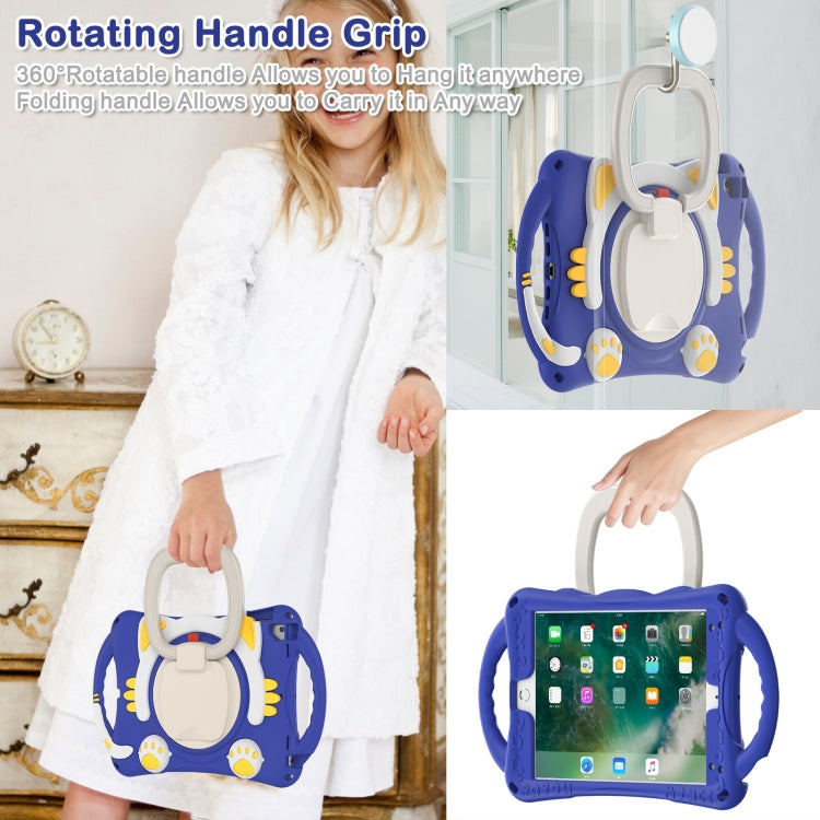 Cute Cat King Kids Shockproof Silicone Tablet Case with Holder & Shoulder Strap & Handle For iPad 9.7 2018 / 2017 / Air / Air 2 / Pro 9.7(Dark Blue) - iPad 9.7 (2018) & (2017) Cases by buy2fix | Online Shopping UK | buy2fix