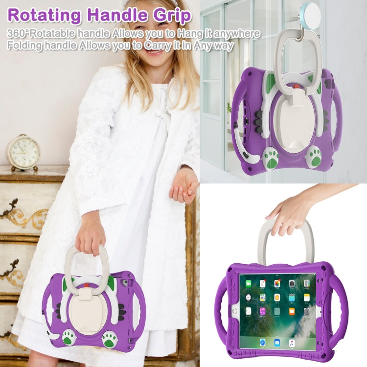 Cute Cat King Kids Shockproof Silicone Tablet Case with Holder & Shoulder Strap & Handle For iPad 9.7 2018 / 2017 / Air / Air 2 / Pro 9.7(Purple) - iPad 9.7 (2018) & (2017) Cases by buy2fix | Online Shopping UK | buy2fix