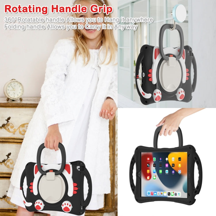 Cute Cat King Kids Shockproof Silicone Tablet Case with Holder & Shoulder Strap & Handle For iPad 10.2 2019 / 2020 / 2021 / Pro 10.5(Black Red) - iPad 10.2 Cases by buy2fix | Online Shopping UK | buy2fix