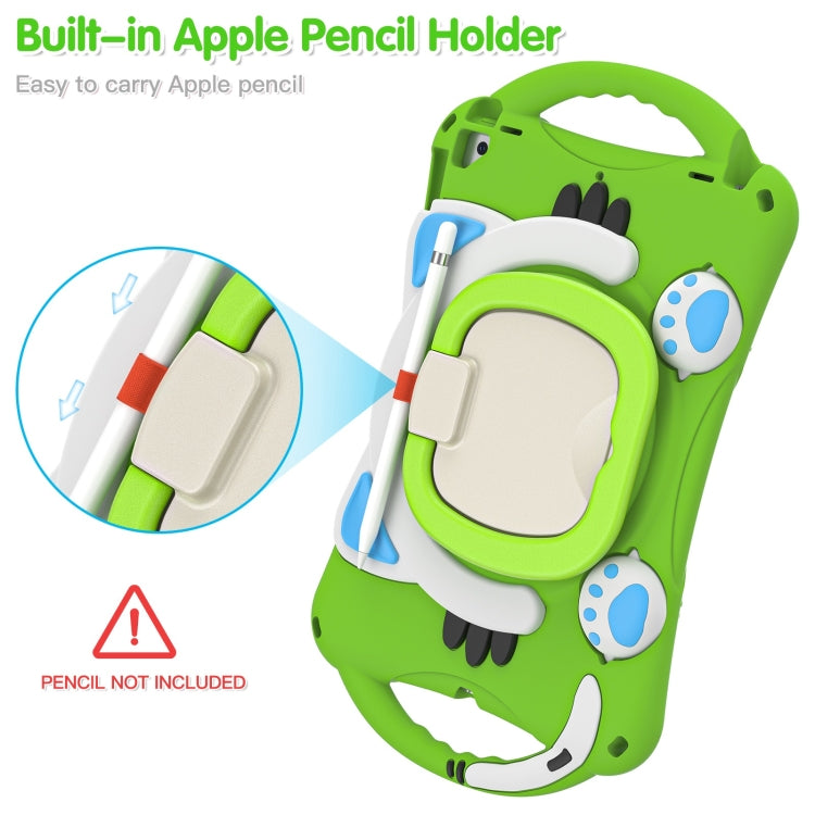 Cute Cat King Kids Shockproof Silicone Tablet Case with Holder & Shoulder Strap & Handle For iPad 10.2 2019 / 2020 / 2021 / Pro 10.5(Green) - iPad 10.2 Cases by buy2fix | Online Shopping UK | buy2fix