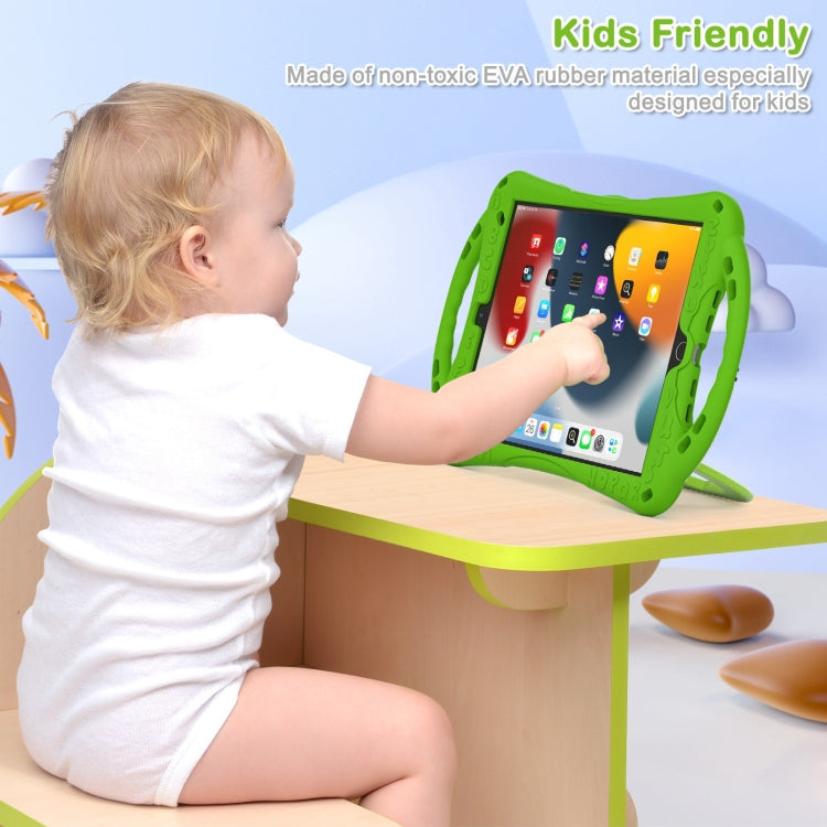 Cute Cat King Kids Shockproof Silicone Tablet Case with Holder & Shoulder Strap & Handle For iPad 10.2 2019 / 2020 / 2021 / Pro 10.5(Green) - iPad 10.2 Cases by buy2fix | Online Shopping UK | buy2fix