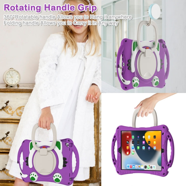 Cute Cat King Kids Shockproof Silicone Tablet Case with Holder & Shoulder Strap & Handle For iPad 10.2 2019 / 2020 / 2021 / Pro 10.5(Purple) - iPad 10.2 Cases by buy2fix | Online Shopping UK | buy2fix