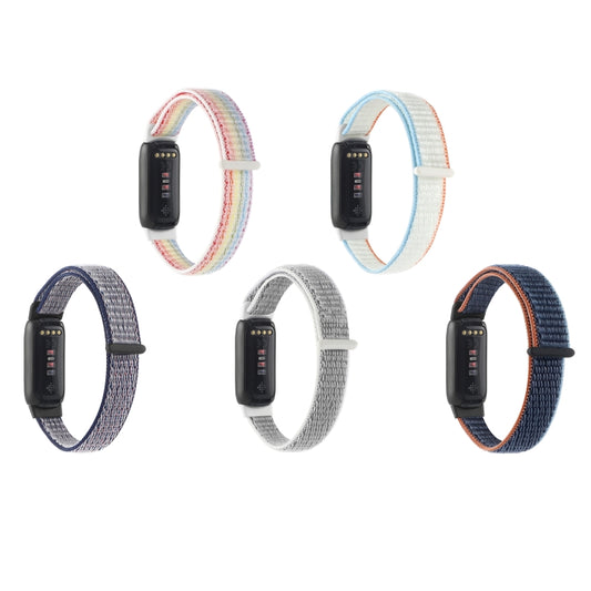 For Fitbit Luxe Nylon Loop Strap Watch Band(Rainbow) by buy2fix