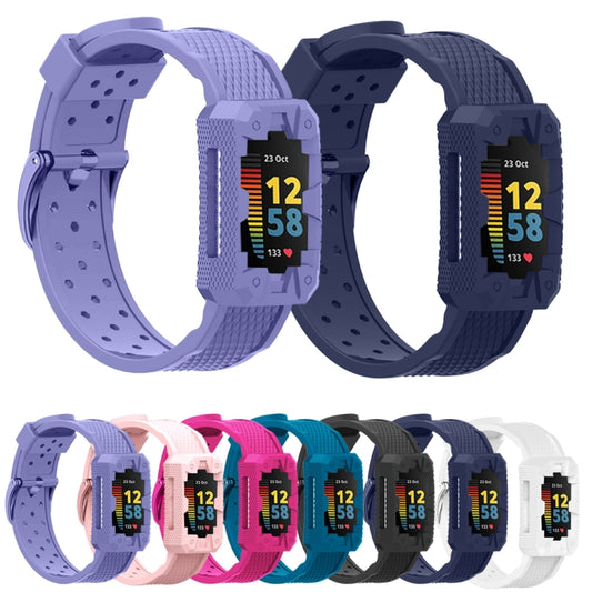 For Fitbit Charge 5 Silicone Integrated Strap Watch Band(White) by buy2fix