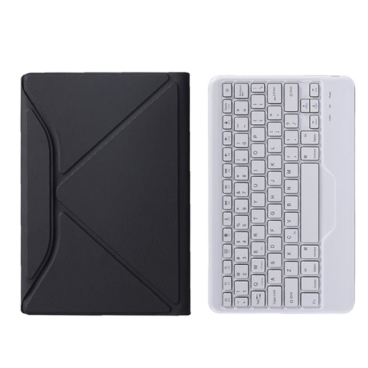 BA08 Diamond Texture Bluetooth Keyboard Leather Case with Triangle Back Support For Samsung Galaxy Tab A8 2021 SM-X205 / SM-X200(Black + White) by buy2fix