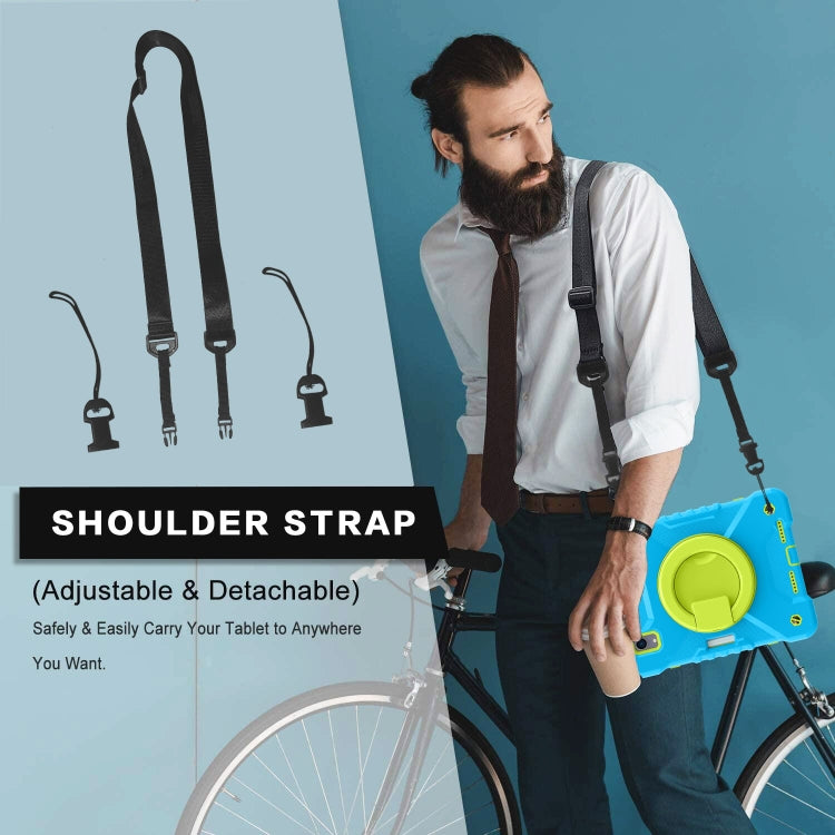 For iPad mini 2024 / mini 6 Silicone + PC Tablet Case with Strap & Holder & Pen Slot(Blue + Green) - iPad mini 6 Cases by buy2fix | Online Shopping UK | buy2fix