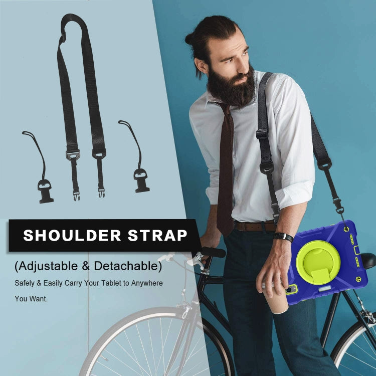 For iPad mini 2024 / mini 6 Silicone + PC Tablet Case with Strap & Holder & Pen Slot(Navy Blue + Green) - iPad mini 6 Cases by buy2fix | Online Shopping UK | buy2fix