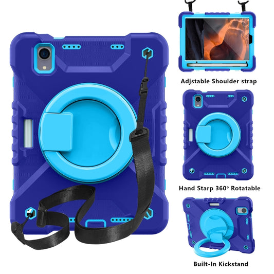For iPad mini 2024 / mini 6 Silicone + PC Tablet Case with Strap & Holder & Pen Slot(Navy Blue + Blue) - iPad mini 6 Cases by buy2fix | Online Shopping UK | buy2fix