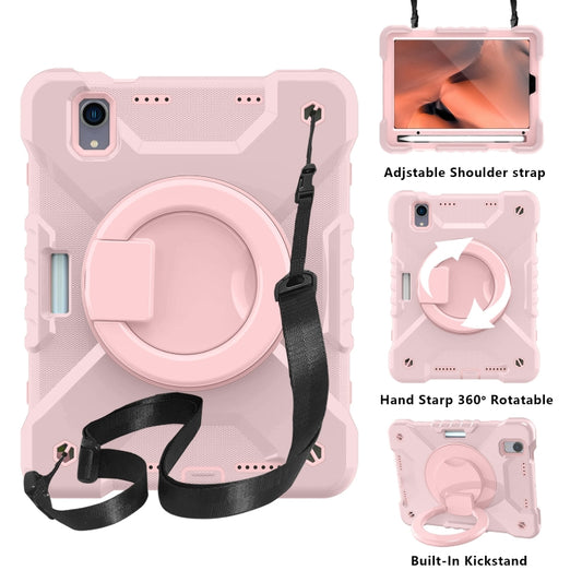 For iPad mini 2024 / mini 6 Silicone + PC Tablet Case with Strap & Holder & Pen Slot(Rose Gold) - iPad mini 6 Cases by buy2fix | Online Shopping UK | buy2fix