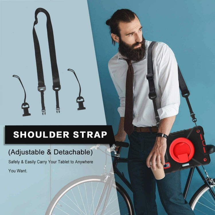 For iPad mini 2024 / mini 6 Silicone + PC Tablet Case with Strap & Holder & Pen Slot(Black + Red) - iPad mini 6 Cases by buy2fix | Online Shopping UK | buy2fix