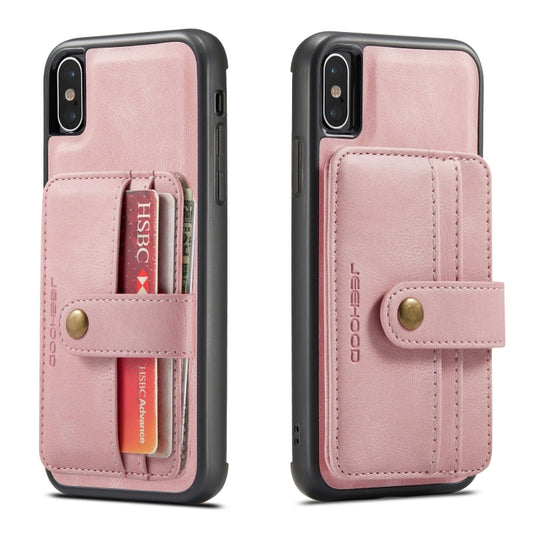 For iPhone X / XS JEEHOOD RFID Blocking Anti-Theft Wallet Phone Case(Pink) - More iPhone Cases by JEEHOOD | Online Shopping UK | buy2fix