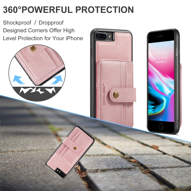 JEEHOOD RFID Blocking Anti-Theft Wallet Phone Case For iPhone 7 Plus / 8 Plus(Pink) - More iPhone Cases by JEEHOOD | Online Shopping UK | buy2fix
