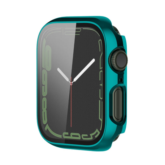Electroplating Shockproof PC Protective Case with Tempered Glass Film For Apple Watch Series 9 / 8 / 7 41mm(Emerald Green) by buy2fix