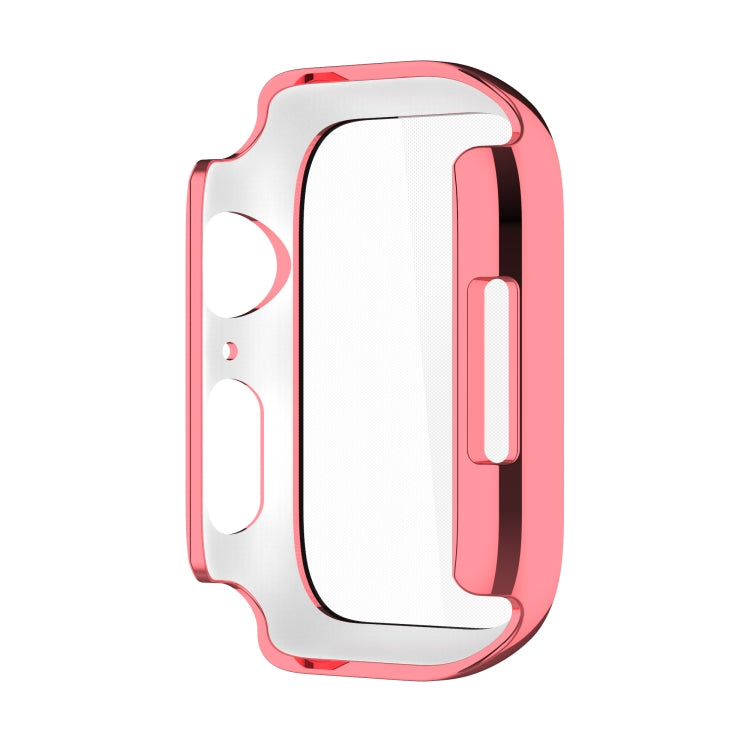 Electroplating Shockproof PC Protective Case with Tempered Glass Film For Apple Watch Series 9 / 8 / 7 41mm(Rose Gold) by buy2fix