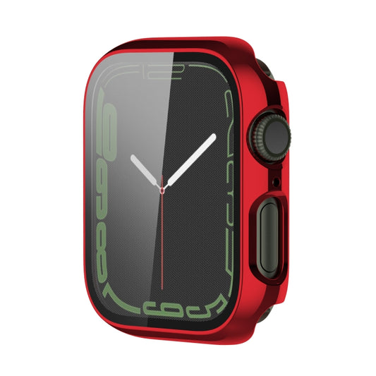 Electroplating Shockproof PC Protective Case with Tempered Glass Film For Apple Watch Series 9 / 8 / 7 45mm(Red) by buy2fix