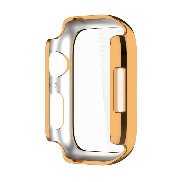 Electroplating Shockproof PC Protective Case with Tempered Glass Film For Apple Watch Series 9 / 8 / 7 45mm(Gold) by buy2fix