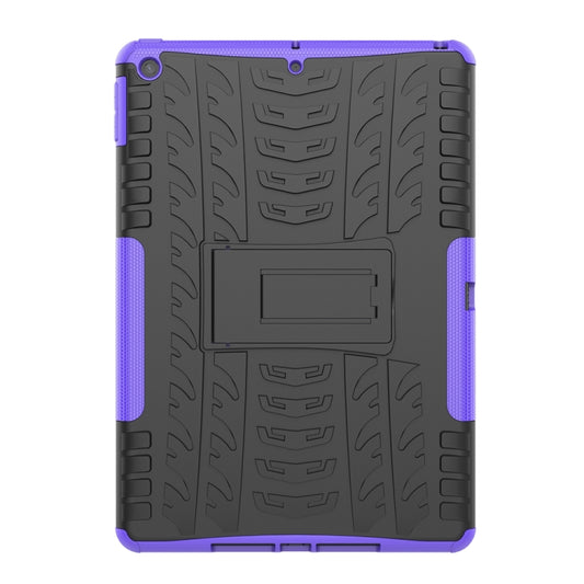 For iPad 10.2 2021 / 2020 / 2019 Tire Texture TPU + PC Shockproof Case with Holder(Purple) - iPad 10.2 Cases by buy2fix | Online Shopping UK | buy2fix