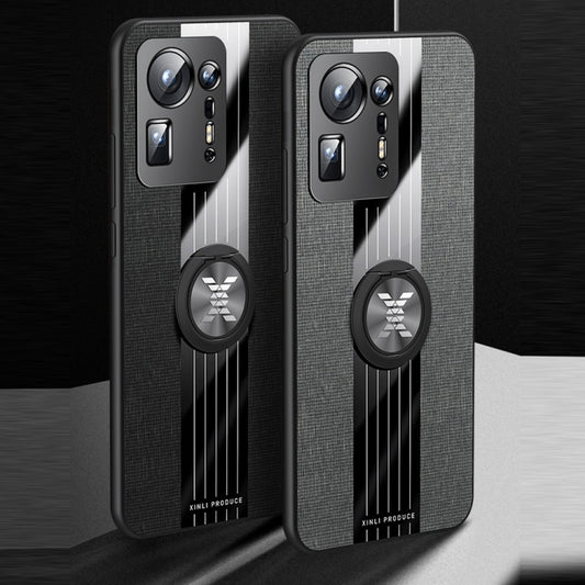 For Xiaomi Mi Mix 4 XINLI Stitching Cloth Texture TPU Phone Case with Ring Holder(Grey) by XINLI