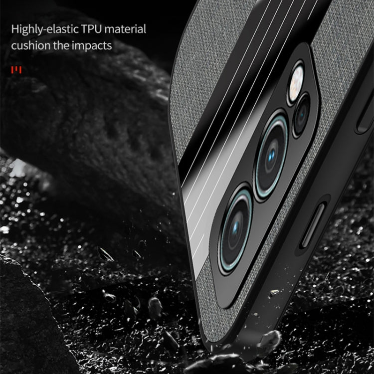 For OnePlus Nord 2 5G XINLI Stitching Cloth Texture TPU Phone Case with Ring Holder(Blue) - OnePlus Cases by XINLI | Online Shopping UK | buy2fix