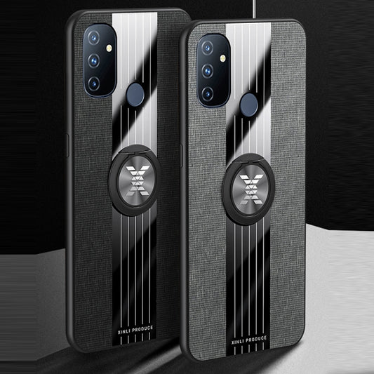 For OnePlus Nord N100 XINLI Stitching Cloth Texture TPU Phone Case with Ring Holder(Grey) - OnePlus Cases by XINLI | Online Shopping UK | buy2fix