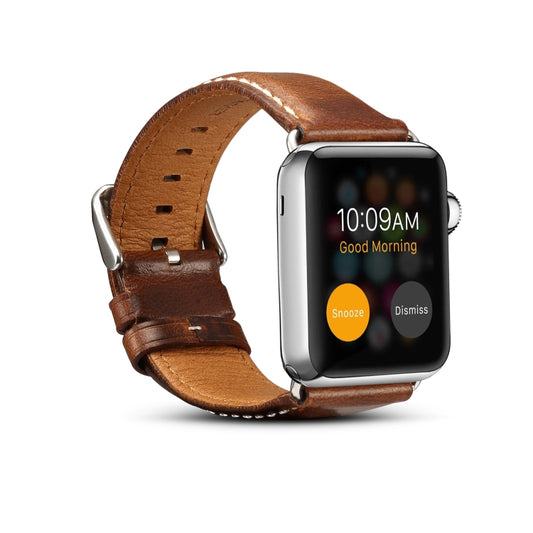For Apple Watch Series 7 41mm / 6 & SE & 5 & 4 40mm / 3 & 2 & 1 38mm Oil Wax Retro Cowhide Strap Watch Band(Brown) by buy2fix