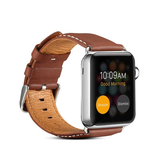 For Apple Watch Series 9&8&7 41mm / SE 3&SE 2&6&SE&5&4 40mm / 3&2&1 38mm Environmental Protection Genuine Leather Watch Band Watch Band(Light Brown) by buy2fix