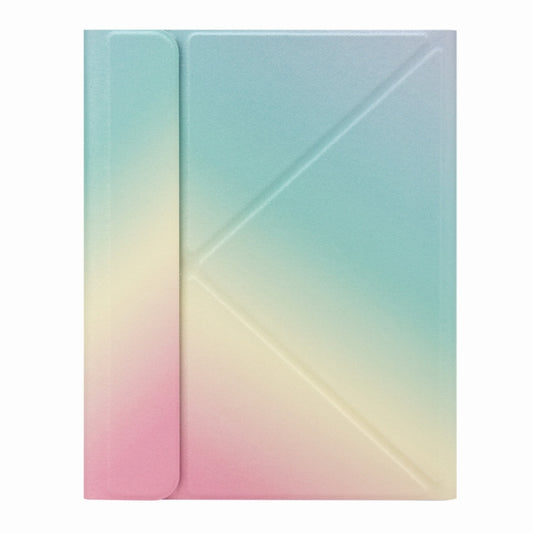 H-097CS Touch Backlight Bluetooth Keyboard Leather Case with Rear Three-fold Holder For iPad 9.7 2018 & 2017(Rainbow) by buy2fix