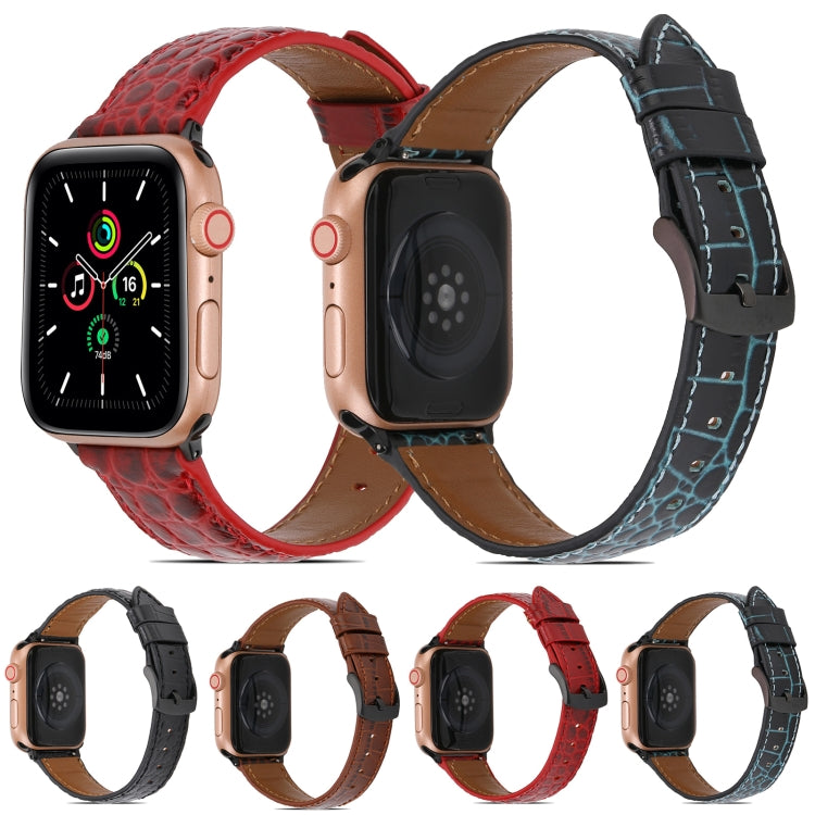 Crocodile Texture Leather Watch Band for Apple Watch Series 9&8&7 41mm / SE 3&SE 2&6&SE&5&4 40mm / 3&2&1 38mm(Brown) by buy2fix