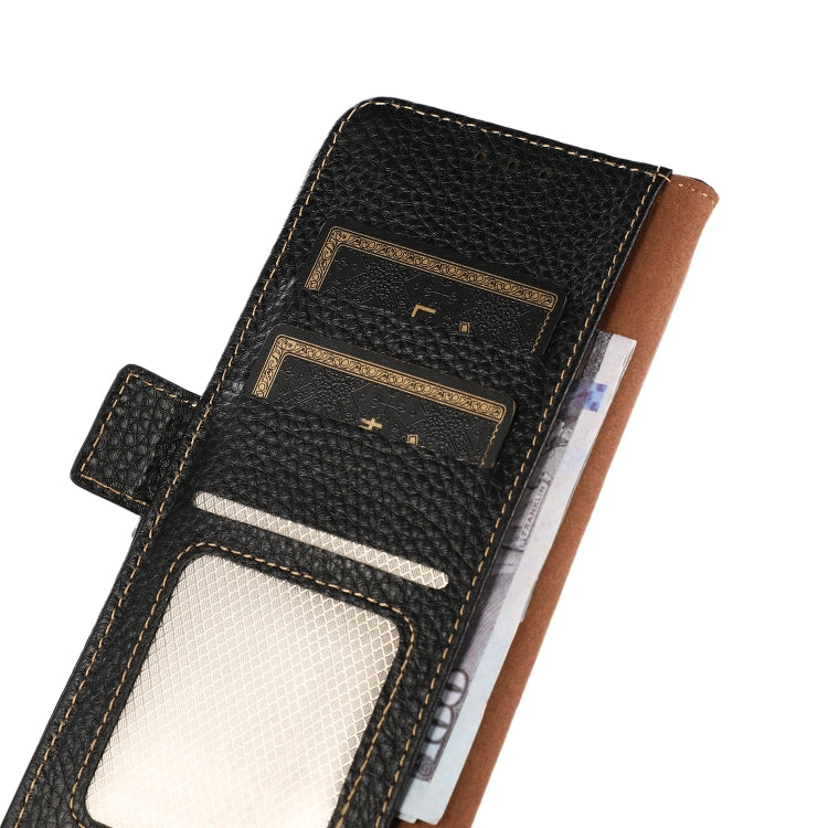 For Samsung Galaxy S22 5G KHAZNEH Side-Magnetic Litchi Genuine Leather RFID Phone Case(Black) - Galaxy S22 5G Cases by buy2fix | Online Shopping UK | buy2fix