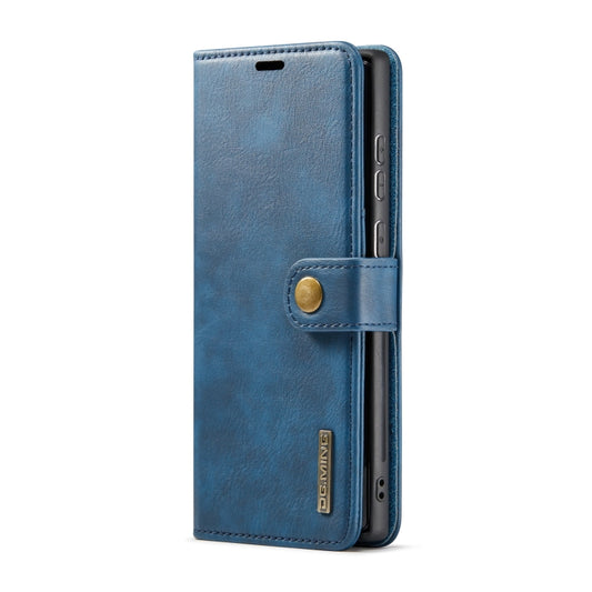 For Samsung Galaxy S22 Ultra 5G DG.MING Crazy Horse Texture Detachable Magnetic Leather Phone Case(Blue) by DG.MING