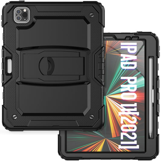 For iPad Pro 11 2022 / 2021 / 2020 / 2018 Silicone + PC Tablet Case with Holder(Black) - iPad Pro 11 (2022/2021) Cases by buy2fix | Online Shopping UK | buy2fix