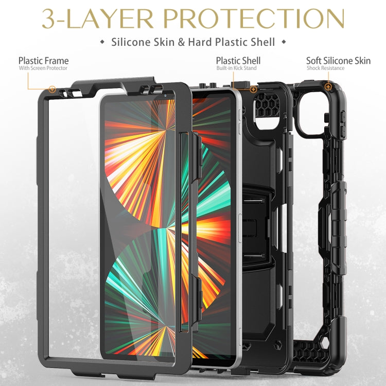For iPad Pro 11 2022 / 2021 / 2020 / 2018 Silicone + PC Tablet Case with Holder(Black) - iPad Pro 11 (2022/2021) Cases by buy2fix | Online Shopping UK | buy2fix