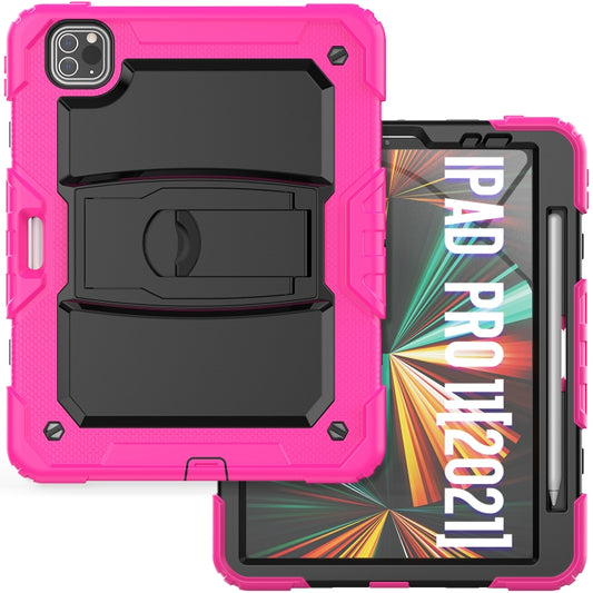 For iPad Pro 11 2022 / 2021 / 2020 / 2018 Silicone + PC Tablet Case with Holder(Rose Red) - iPad Pro 11 (2022/2021) Cases by buy2fix | Online Shopping UK | buy2fix