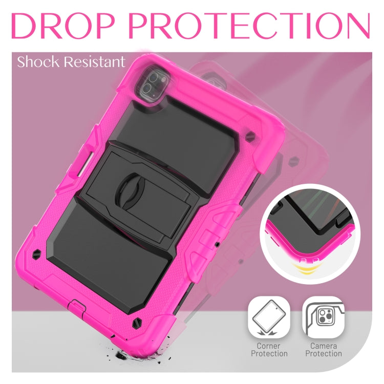 For iPad Pro 11 2022 / 2021 / 2020 / 2018 Silicone + PC Tablet Case with Holder(Rose Red) - iPad Pro 11 (2022/2021) Cases by buy2fix | Online Shopping UK | buy2fix