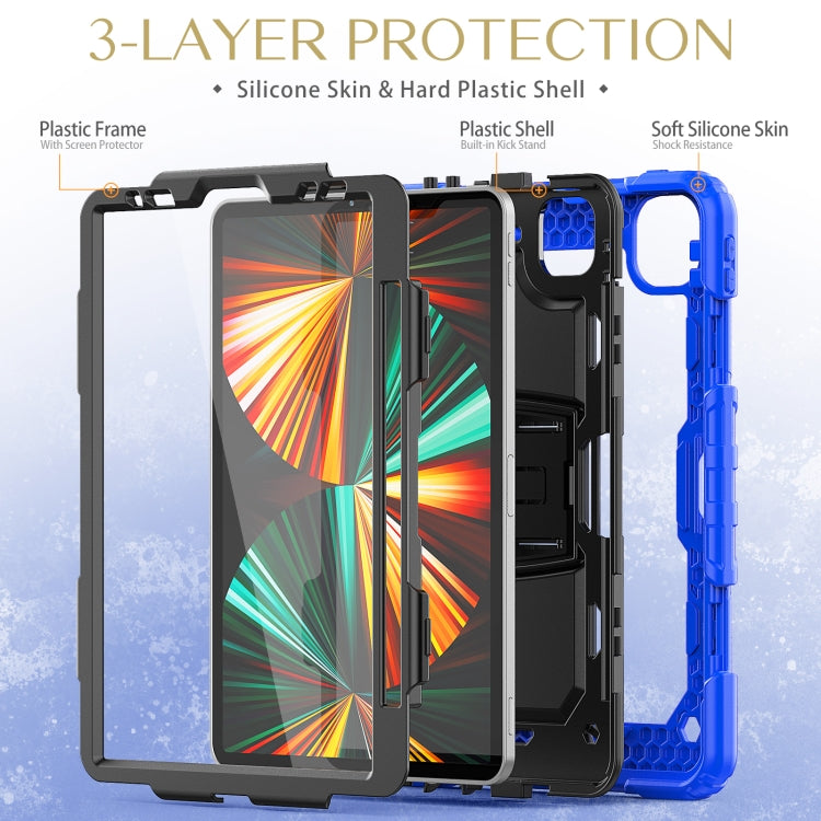 For iPad Pro 11 2022 / 2021 / 2020 / 2018 Silicone + PC Tablet Case with Holder(Dark Blue) - iPad Pro 11 (2022/2021) Cases by buy2fix | Online Shopping UK | buy2fix