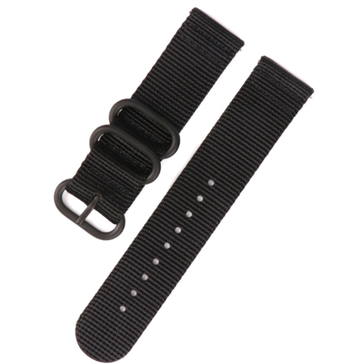 For Suunto 7 Three-ring Steel Buckle Nylon Watch Band(Black) - by buy2fix | Online Shopping UK | buy2fix