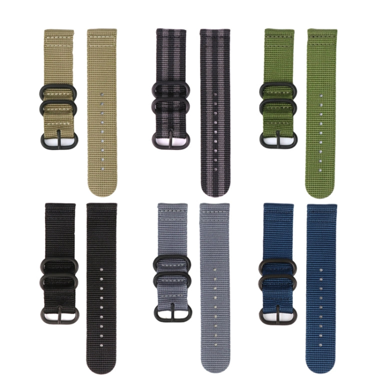 For Suunto 7 Three-ring Steel Buckle Nylon Watch Band(Black) - by buy2fix | Online Shopping UK | buy2fix