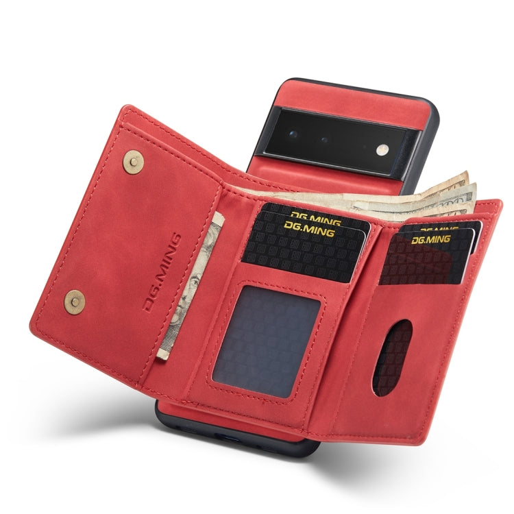 For Google Pixel 6 Pro DG.MING M1 Series 3-Fold Multi Card Wallet Back Cover Leather Phone Case(Red) by DG.MING