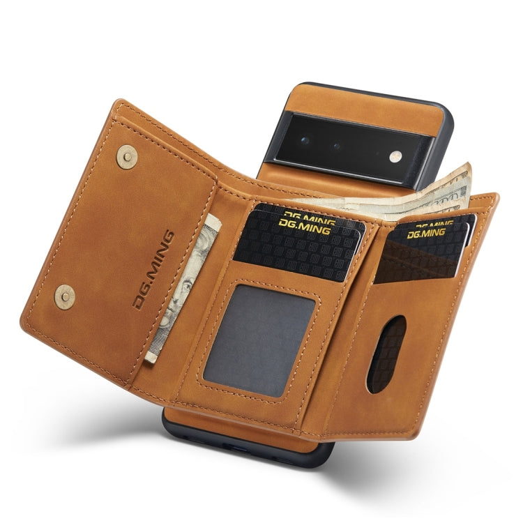 For Google Pixel 6 Pro DG.MING M1 Series 3-Fold Multi Card Wallet Back Cover Leather Phone Case(Brown) by DG.MING