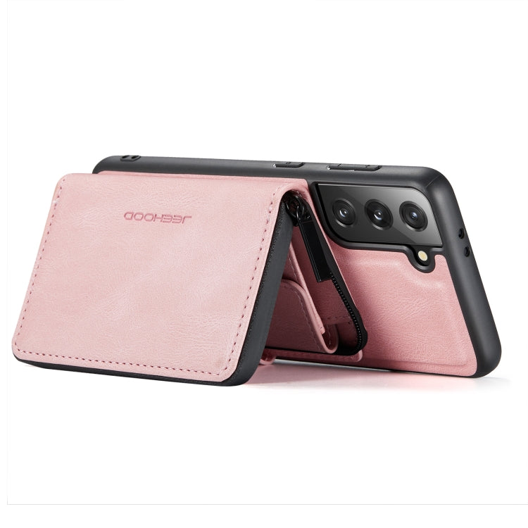 For Samsung Galaxy S22 5G JEEHOOD Magnetic Zipper Horizontal Flip Phone Leather Case(Pink) - Galaxy S22 5G Cases by JEEHOOD | Online Shopping UK | buy2fix