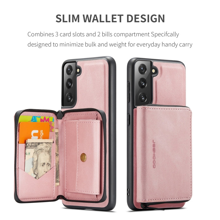 For Samsung Galaxy S22 5G JEEHOOD Magnetic Zipper Horizontal Flip Phone Leather Case(Pink) - Galaxy S22 5G Cases by JEEHOOD | Online Shopping UK | buy2fix