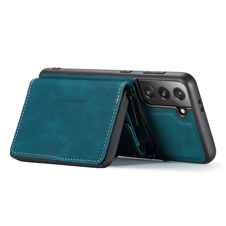 For Samsung Galaxy S22 5G JEEHOOD Magnetic Zipper Horizontal Flip Phone Leather Case(Blue) - Galaxy S22 5G Cases by JEEHOOD | Online Shopping UK | buy2fix