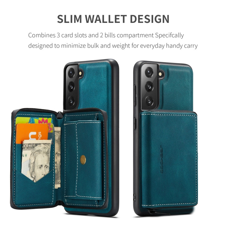 For Samsung Galaxy S22 5G JEEHOOD Magnetic Zipper Horizontal Flip Phone Leather Case(Blue) - Galaxy S22 5G Cases by JEEHOOD | Online Shopping UK | buy2fix
