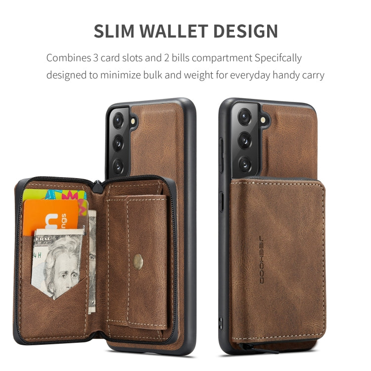 For Samsung Galaxy S22 5G JEEHOOD Magnetic Zipper Horizontal Flip Phone Leather Case(Brown) - Galaxy S22 5G Cases by JEEHOOD | Online Shopping UK | buy2fix