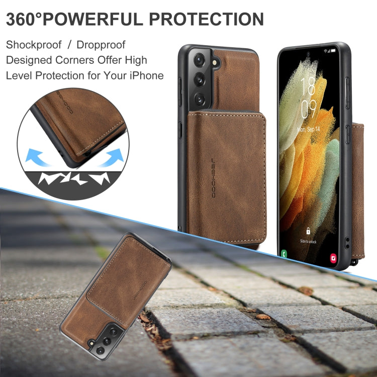 For Samsung Galaxy S22 5G JEEHOOD Magnetic Zipper Horizontal Flip Phone Leather Case(Brown) - Galaxy S22 5G Cases by JEEHOOD | Online Shopping UK | buy2fix