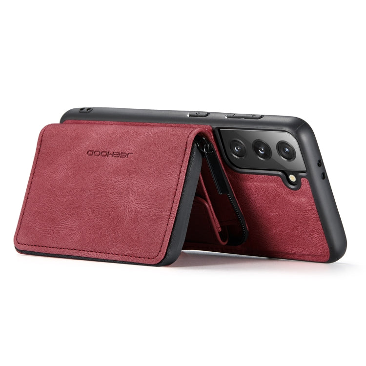 For Samsung Galaxy S22 5G JEEHOOD Magnetic Zipper Horizontal Flip Phone Leather Case(Red) - Galaxy S22 5G Cases by JEEHOOD | Online Shopping UK | buy2fix