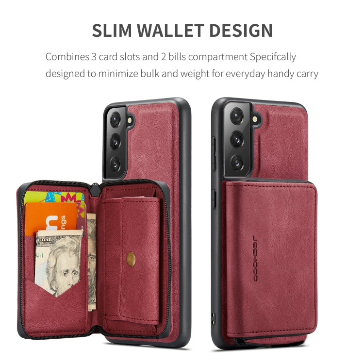 For Samsung Galaxy S22 5G JEEHOOD Magnetic Zipper Horizontal Flip Phone Leather Case(Red) - Galaxy S22 5G Cases by JEEHOOD | Online Shopping UK | buy2fix